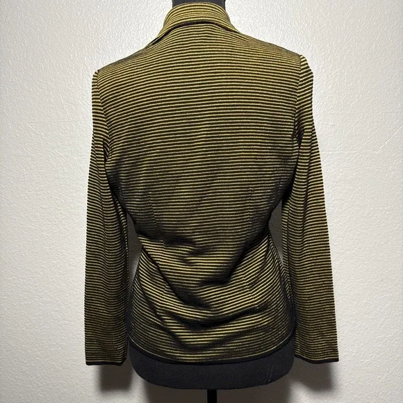 Misook Cardigan Blazer Jacket Womens XS Gold Black Textured Stripe - Picture 2 of 5